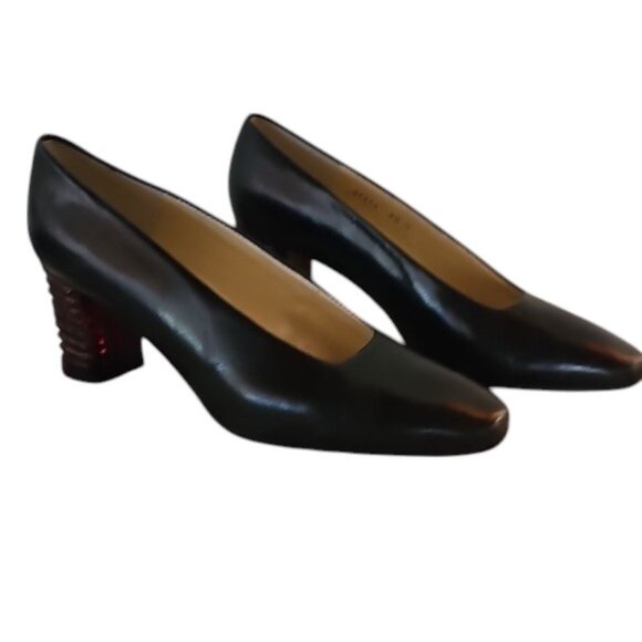 Proxy Black Heels Elegant Formal Shoes unique heel leather made in Spain - Picture 13 of 15